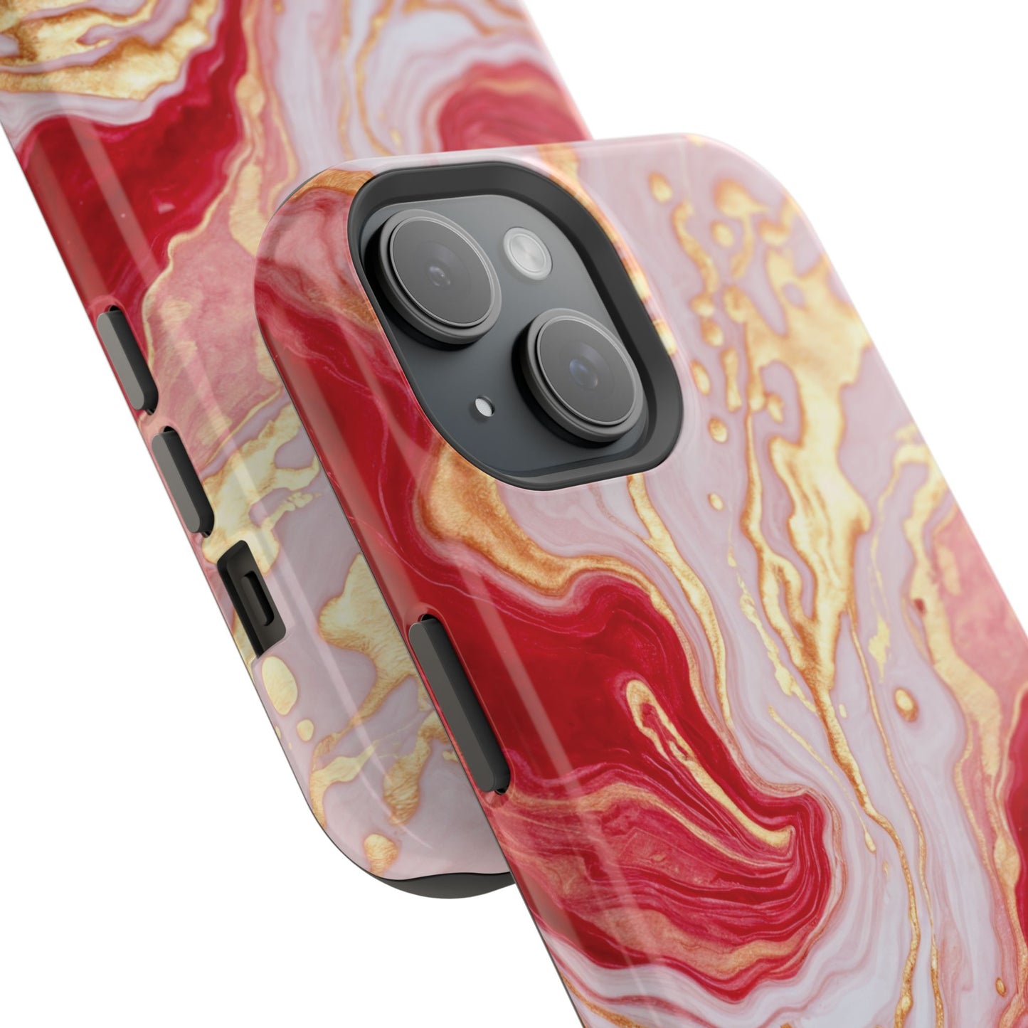 Dutch-Pour Painting: Crimson, Gold, and White (Phone Case)