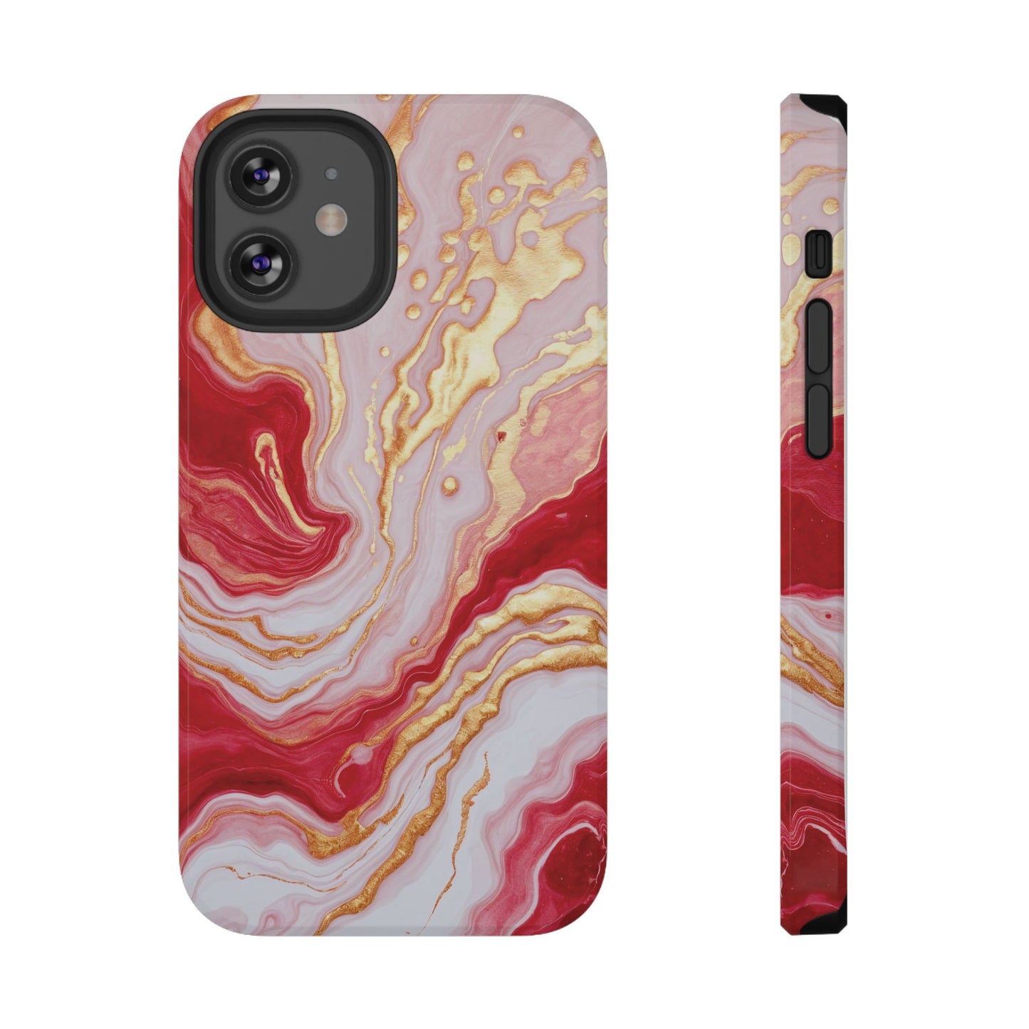 Dutch-Pour Painting: Crimson, Gold, and White (Phone Case)