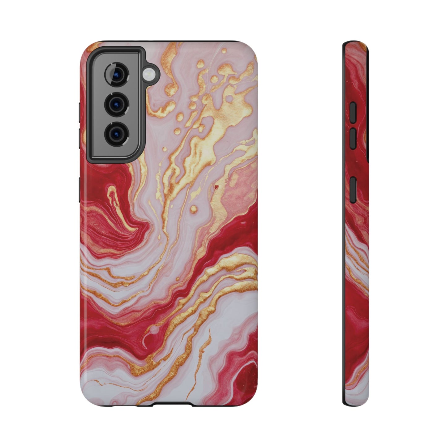 Dutch-Pour Painting: Crimson, Gold, and White (Phone Case)