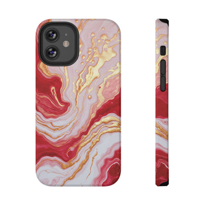 Dutch-Pour Painting: Crimson, Gold, and White (Phone Case)