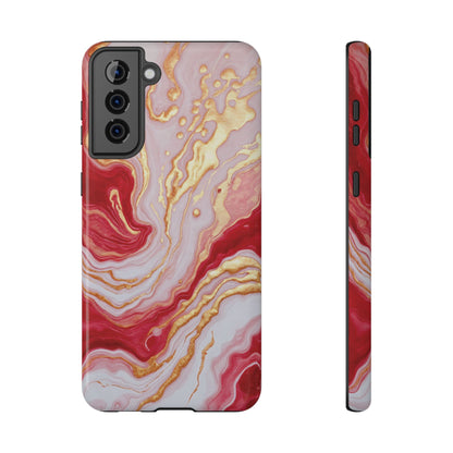 Dutch-Pour Painting: Crimson, Gold, and White (Phone Case)