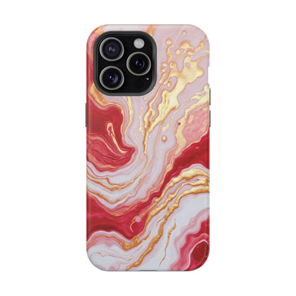 Dutch-Pour Painting: Crimson, Gold, and White (Phone Case)