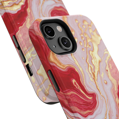 Dutch-Pour Painting: Crimson, Gold, and White (Phone Case)