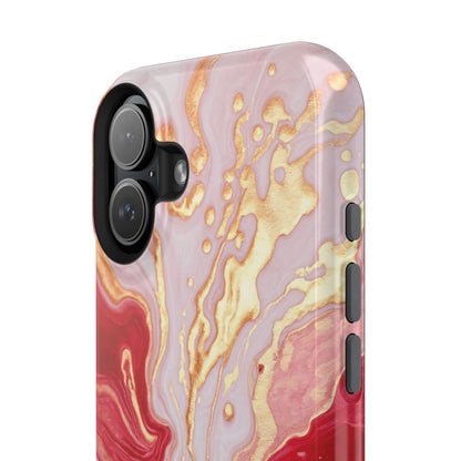 Dutch-Pour Painting: Crimson, Gold, and White (Phone Case)