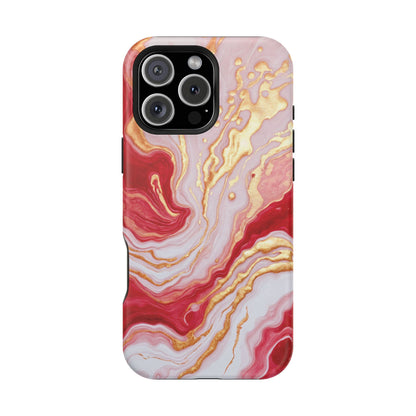 Dutch-Pour Painting: Crimson, Gold, and White (Phone Case)