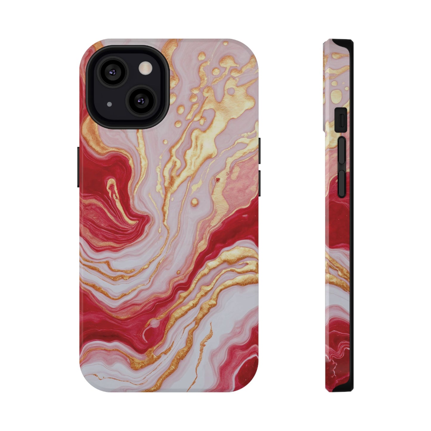 Dutch-Pour Painting: Crimson, Gold, and White (Phone Case)