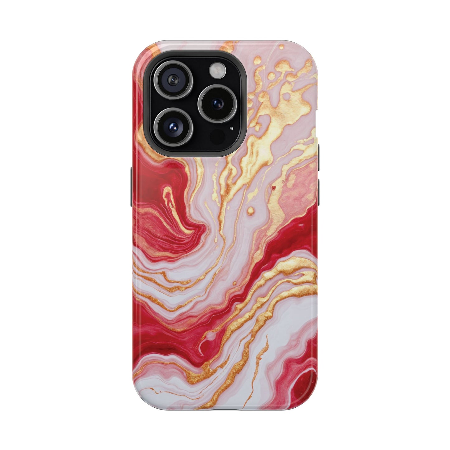 Dutch-Pour Painting: Crimson, Gold, and White (Phone Case)