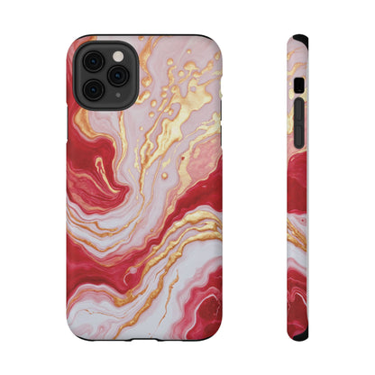 Dutch-Pour Painting: Crimson, Gold, and White (Phone Case)