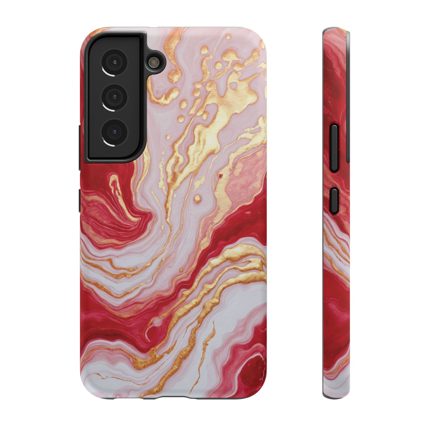 Dutch-Pour Painting: Crimson, Gold, and White (Phone Case)