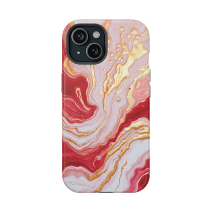 Dutch-Pour Painting: Crimson, Gold, and White (Phone Case)