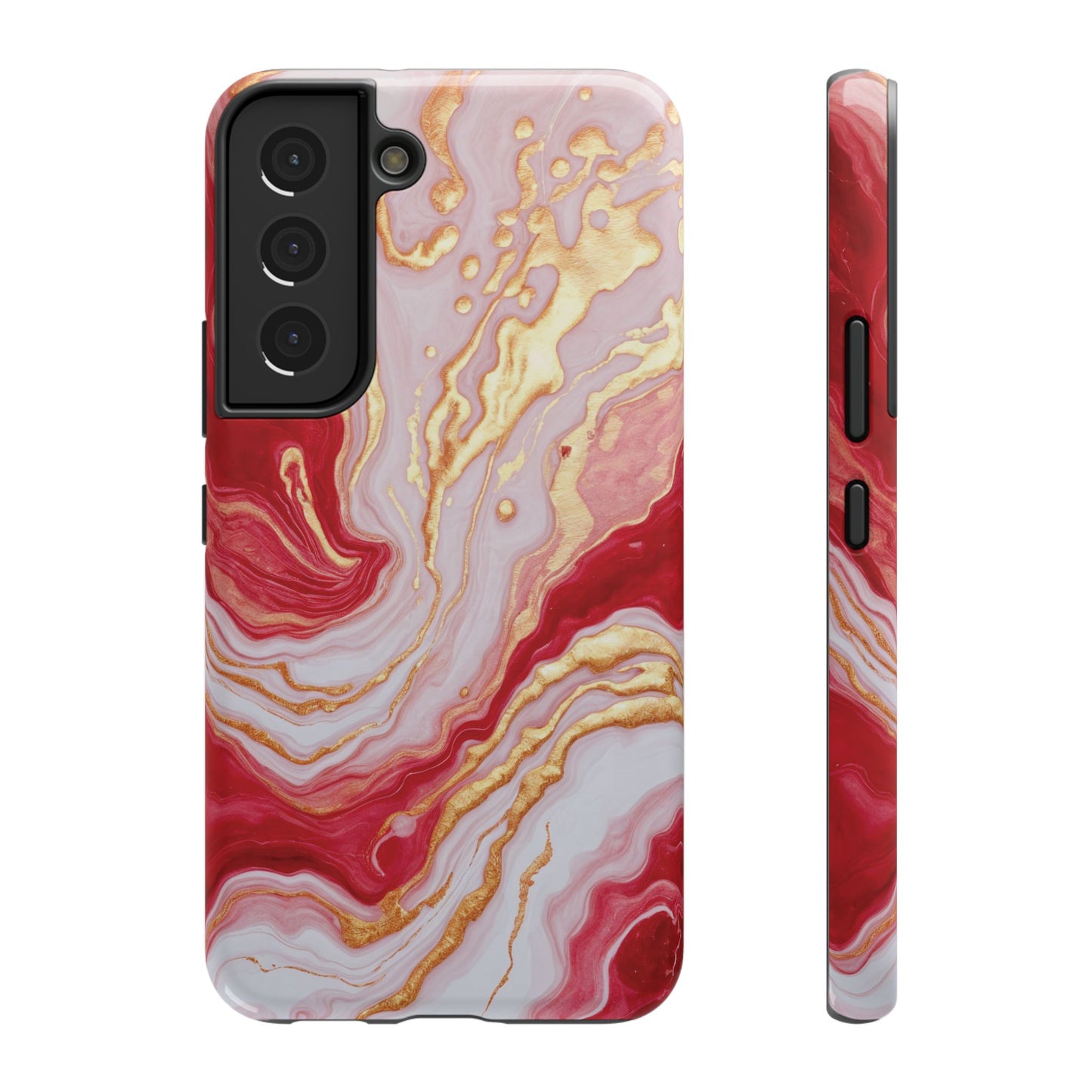 Dutch-Pour Painting: Crimson, Gold, and White (Phone Case)