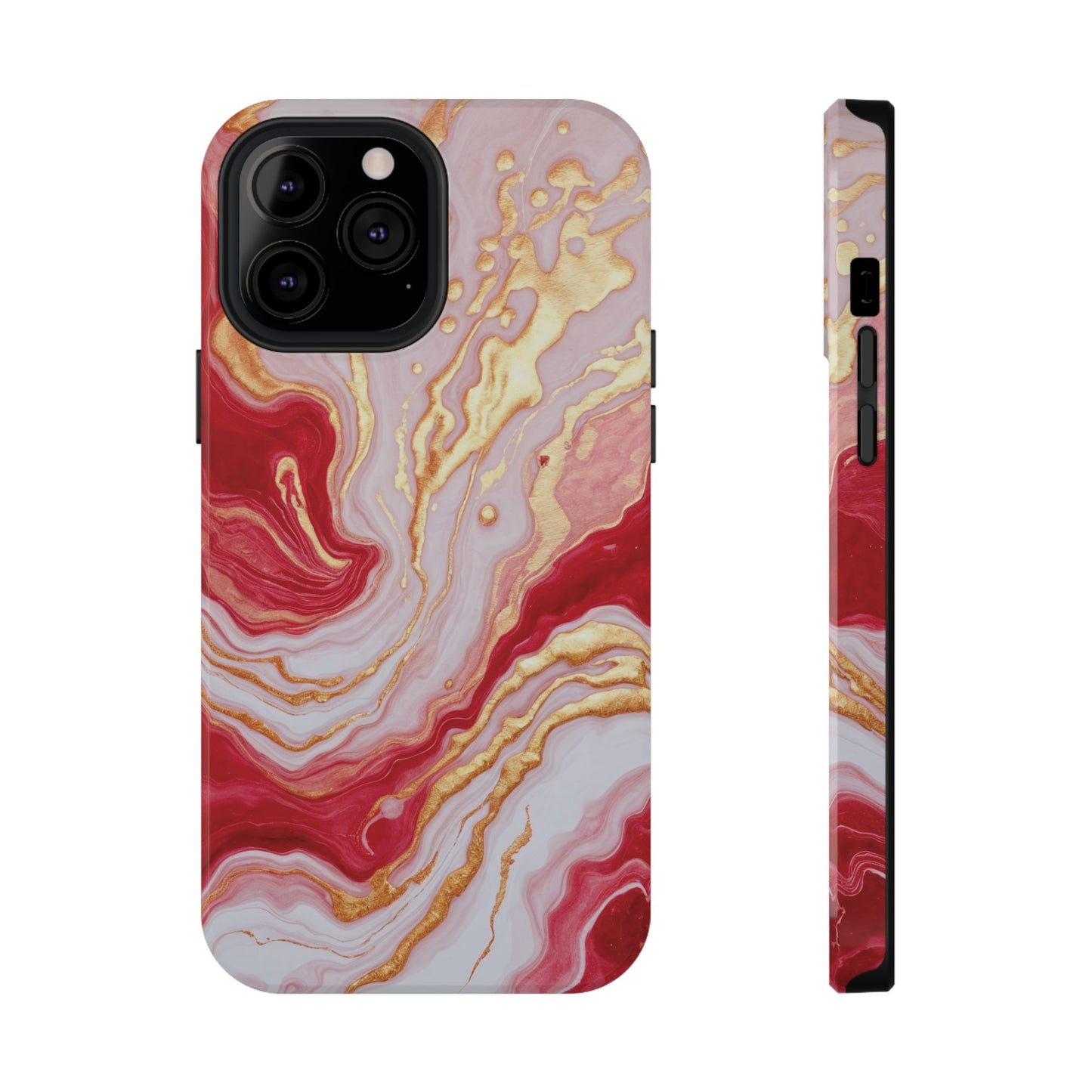 Dutch-Pour Painting: Crimson, Gold, and White (Phone Case)