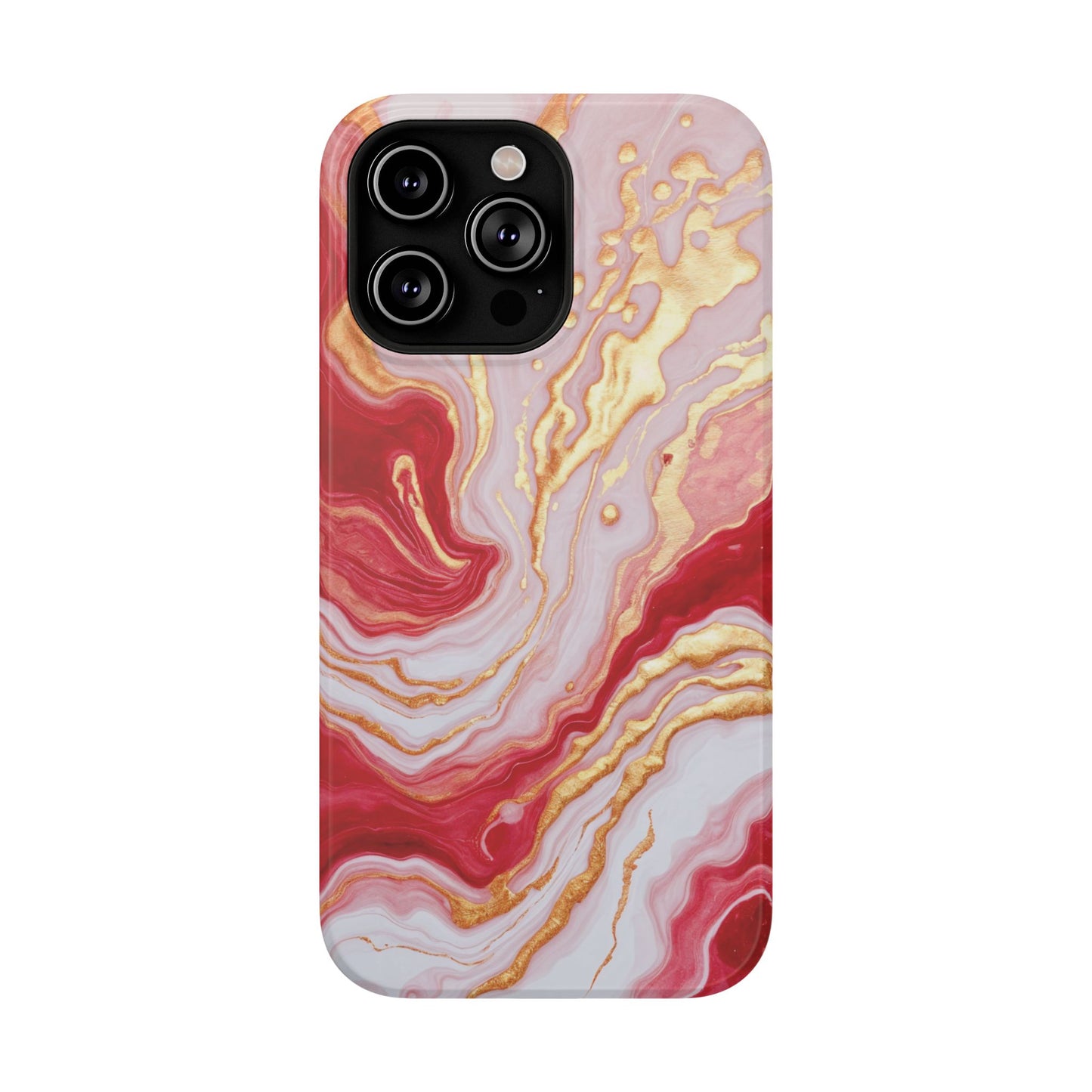 Dutch-Pour Painting: Crimson, Gold, and White (Phone Case)