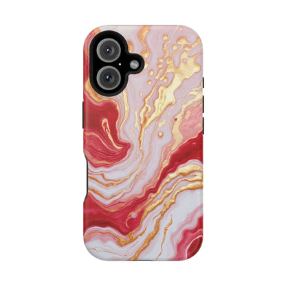 Dutch-Pour Painting: Crimson, Gold, and White (Phone Case)