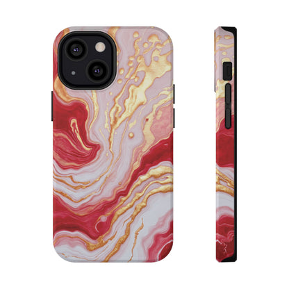 Dutch-Pour Painting: Crimson, Gold, and White (Phone Case)