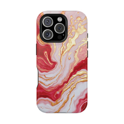 Dutch-Pour Painting: Crimson, Gold, and White (Phone Case)